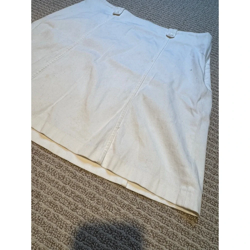 & Trousers White‎ Pique A-Line Mini Skirt Button Waist Detail Size 10